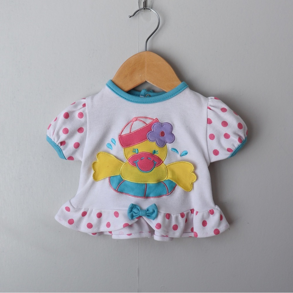 Vintage Duck Polka Dot Peplum Short Sleeve Top 3-6M